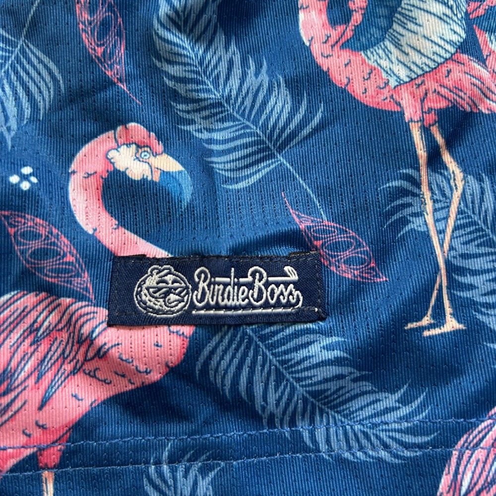 Birdie Boss Mens XXL Flamingo Tropical Golf Polo Navy Blue Pink NWT BB-POLO-FLAM - Picture 8 of 11